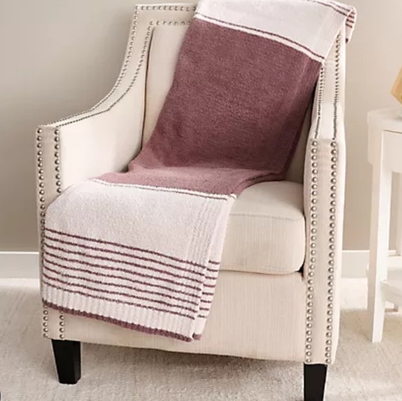 Barefoot Dreams CozyChic Varigated Multi Stripe Blanket Throw NEW Purple - Picture 8 of 8